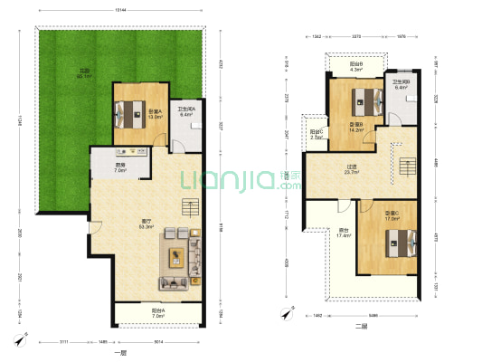 北京城建云熙台西区 3室1厅2卫 210平方