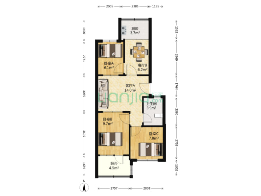动配家属楼 3室2厅1卫 70平方