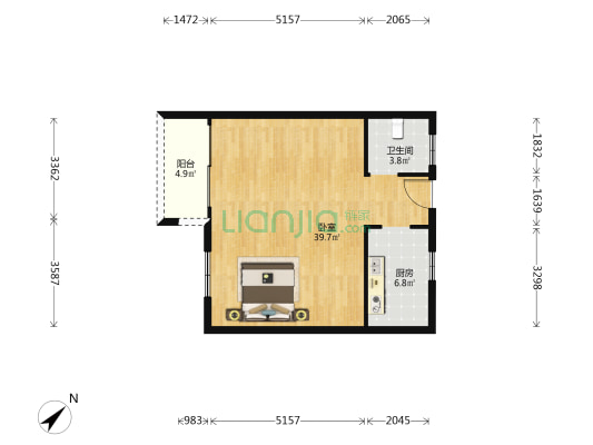 观水国际 1室0厅1卫 74平方