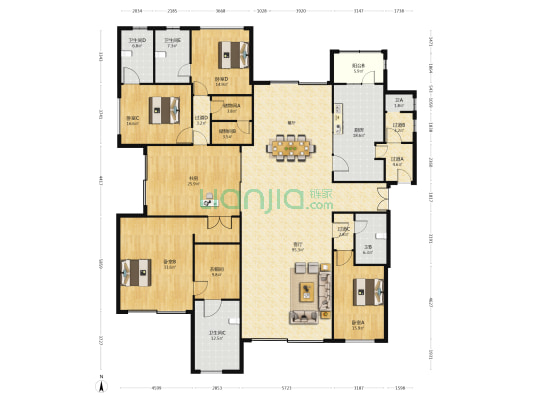 泊璟廷 5室1厅5卫 384平方