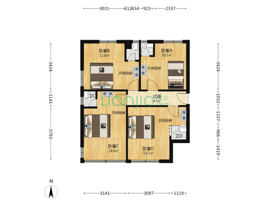 烟洲新村 4室0厅4卫 67平方