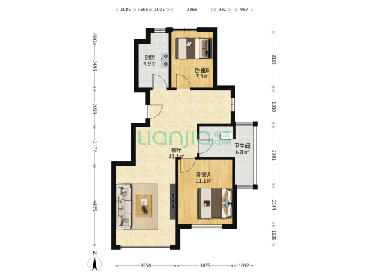 半岛境界 2室1厅1卫 78平方