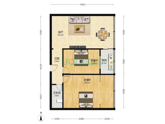 兰州市气象局家属院 2室1厅1卫 78平方