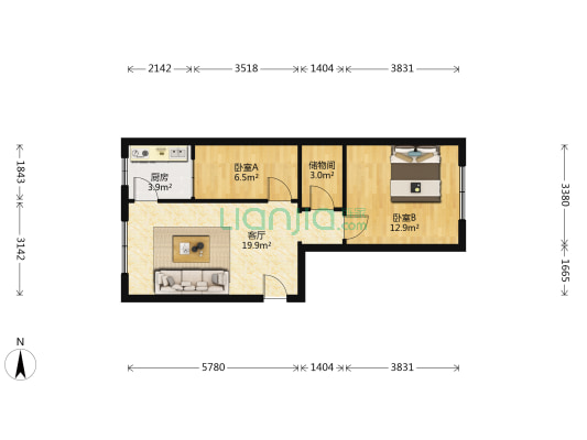 上海嘉园 2室1厅0卫 61平方