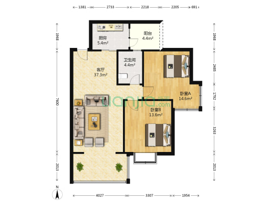 恒昌贵筑 2室1厅1卫 85平方