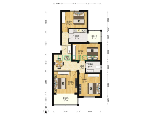 幸福东园2号院 4室1厅1卫 100平方