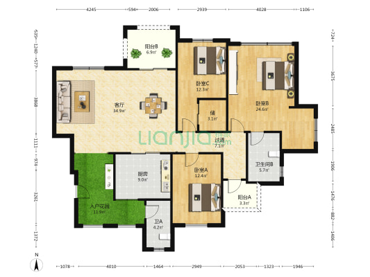 蒙特利岛 3室1厅2卫 153平方