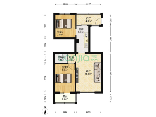 宣武门外东大街 2室1厅1卫 53平方