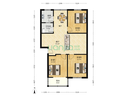 915地质家属区 3室1厅1卫 93平方