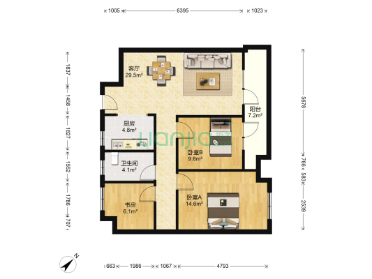 融创公园壹号三期 3室1厅1卫 104平方