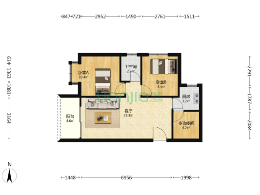 盈富楼 3室1厅1卫 65平方