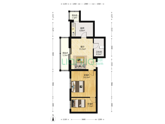 古城北路 2室1厅1卫 76平方