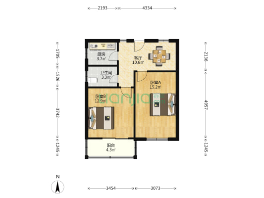 河东小区 2室1厅1卫 62平方