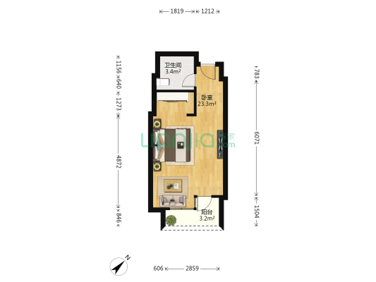 州际新天小区 1室0厅1卫 44平方