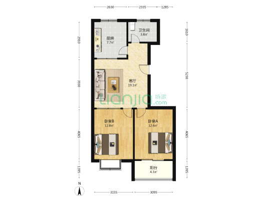 繁华丽景苑 2室1厅1卫 83平方