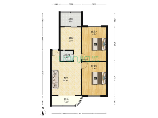 政府北路5号 2室2厅1卫 78平方