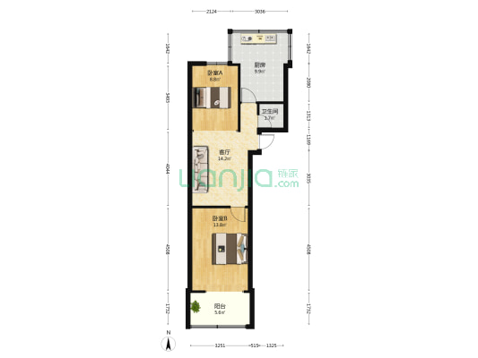 胜利街35号院 2室1厅1卫 62平方