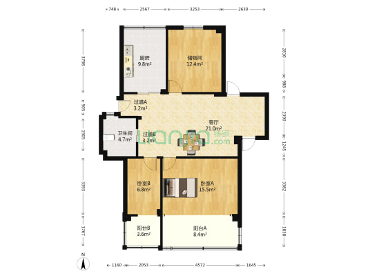城东佳园万丰苑南区 2室1厅1卫 156平方