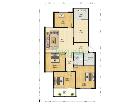通达名园 4室2厅2卫 160平方