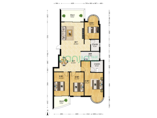 柳沙丽园 4室2厅2卫 142平方
