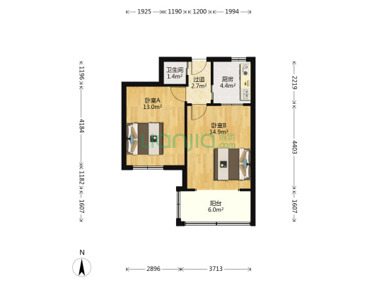 武昌路 2室0厅1卫 52平方