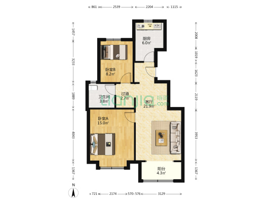 新城·玺樾熙棠 2室1厅1卫 86平方