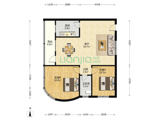 海汽综合楼 2室1厅1卫 102平方