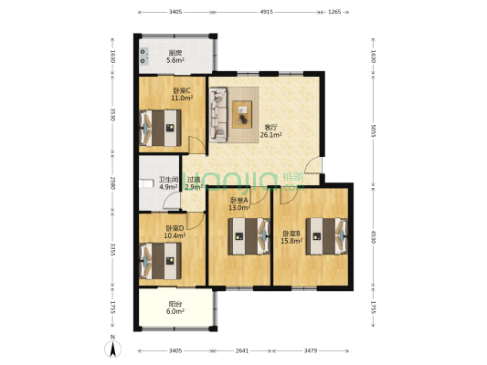 木器总厂东晟小区 4室1厅1卫 112平方