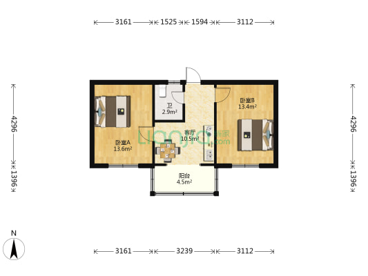 仓基弄小区 2室1厅1卫 52平方