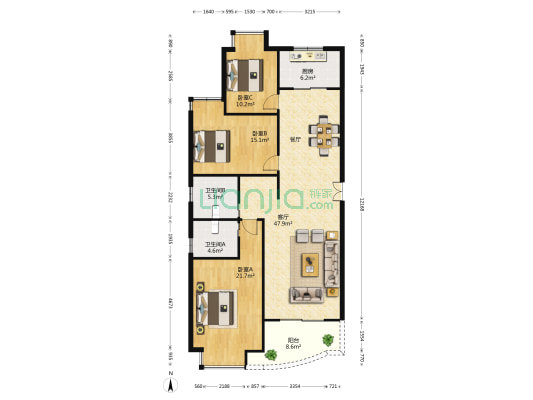 静安均泰丽轩 3室1厅2卫 158平方