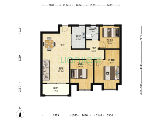 毓秀雅苑 3室1厅1卫 89平方