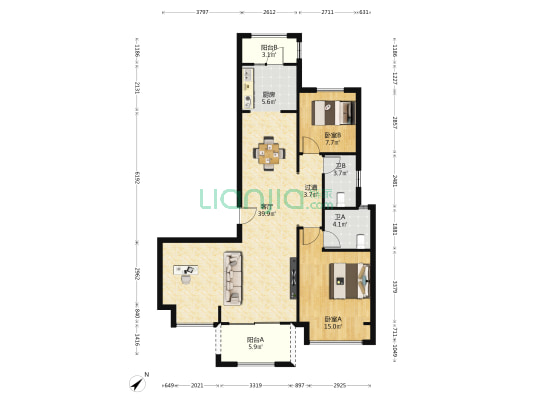 华发四季半岛北区 2室1厅2卫 118平方