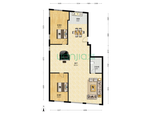 翁垟 2室1厅1卫 163平方
