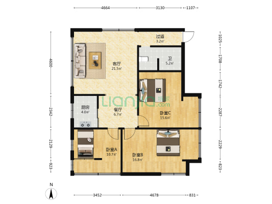 东寺街326号 3室2厅1卫 98平方