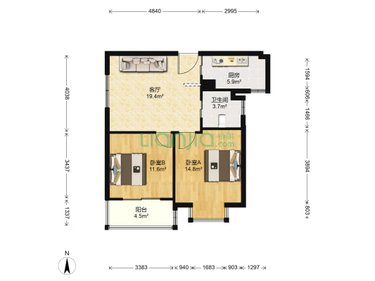 紫郡 2室1厅1卫 81平方