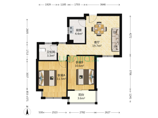 明湖花苑一期 2室1厅1卫 68平方