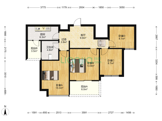 恒大御府 4室1厅1卫 103平方