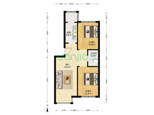香堤南苑 2室1厅1卫 74平方