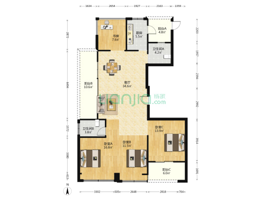 融信宋都南山府 4室1厅2卫 139平方