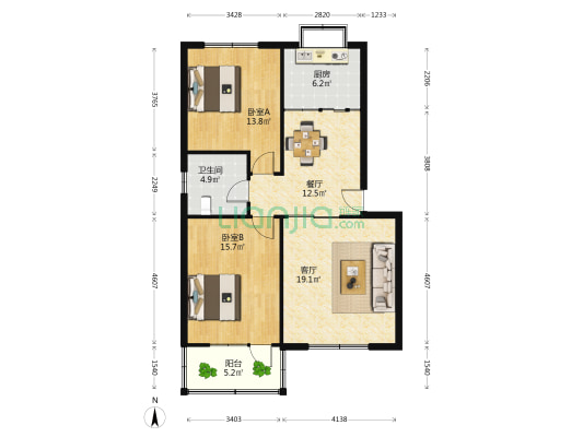 沙矿办小区 2室2厅1卫 98平方