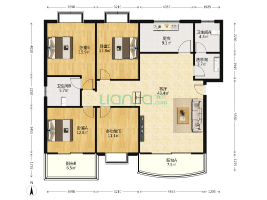 合龙街29号小区 4室1厅3卫 150平方