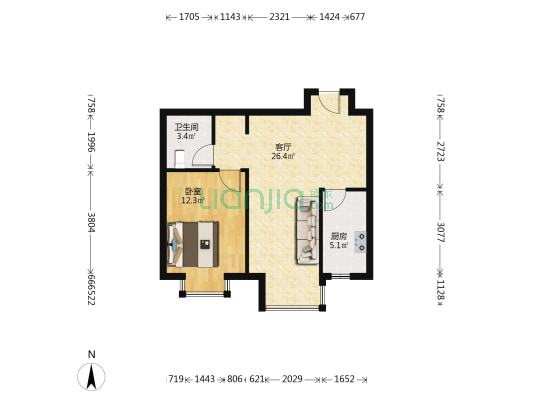 群升沈阳新天地二期 1室1厅1卫 68平方