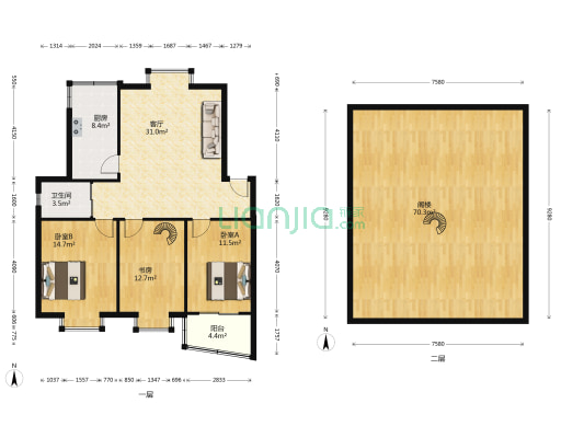 泰卫新寓 3室1厅1卫 101平方
