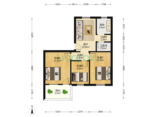 湖光小区 3室1厅1卫 65平方