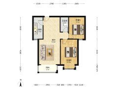 朝南两居，中间楼层，户型好，房本满五。-涿州北京理想城户型图