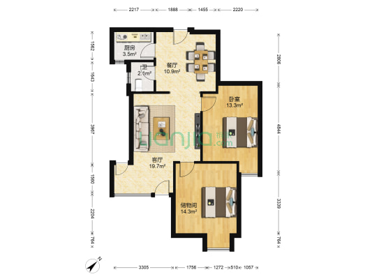 禹洲香溪里1#地块 1室2厅1卫 78平方
