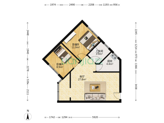清溪南街5号 2室1厅1卫 69平方