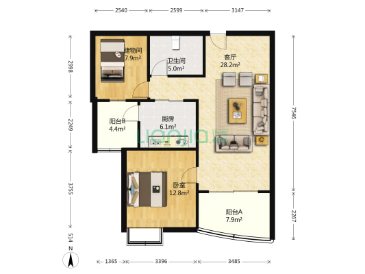 碧桂园(南通经济技术开发区) 1室1厅1卫 87平方