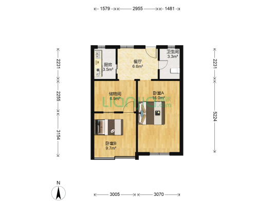 博三小区 2室1厅1卫 60平方