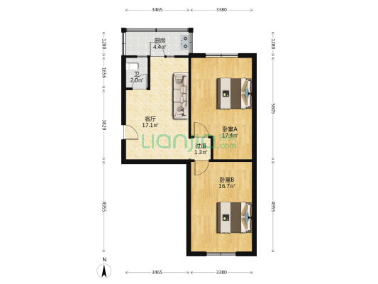沈阳广播电视台家属院 2室1厅1卫 75平方